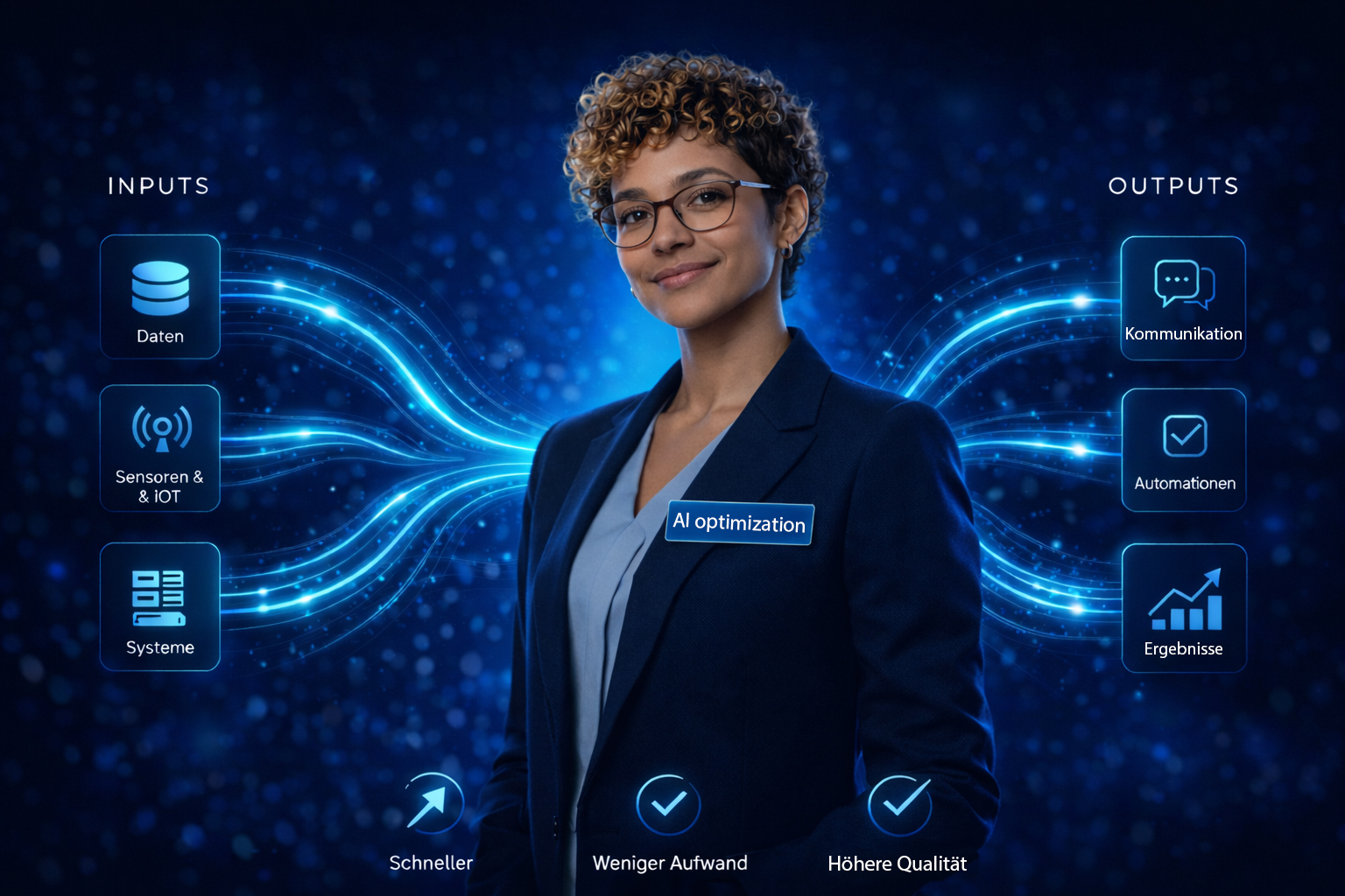 Veranschaulichung wie KI-Optimierung Systeme verbindet.